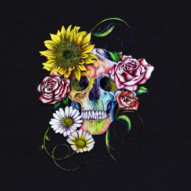 Skull With Flowers by IsabelSalvador